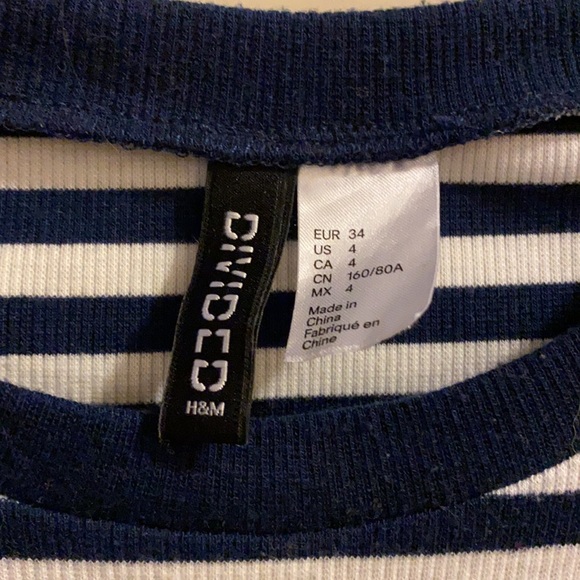 Blue and White Stripe Bodycon Dress Size 4 - Picture 3 of 3